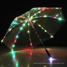 New Arrival Promotion Advertise Fashion Fluorescent Logo LED Transparent Umbrella with Custom